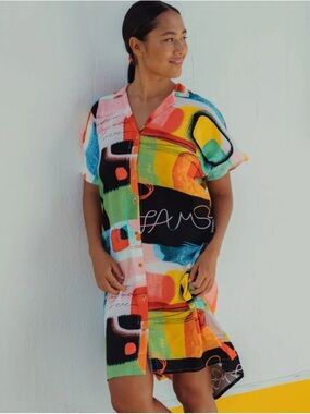 Jams World Color Block Shirt Dress